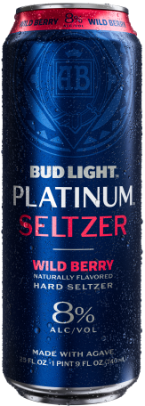 This is a can of Bud Light Platinum seltzer wild berry