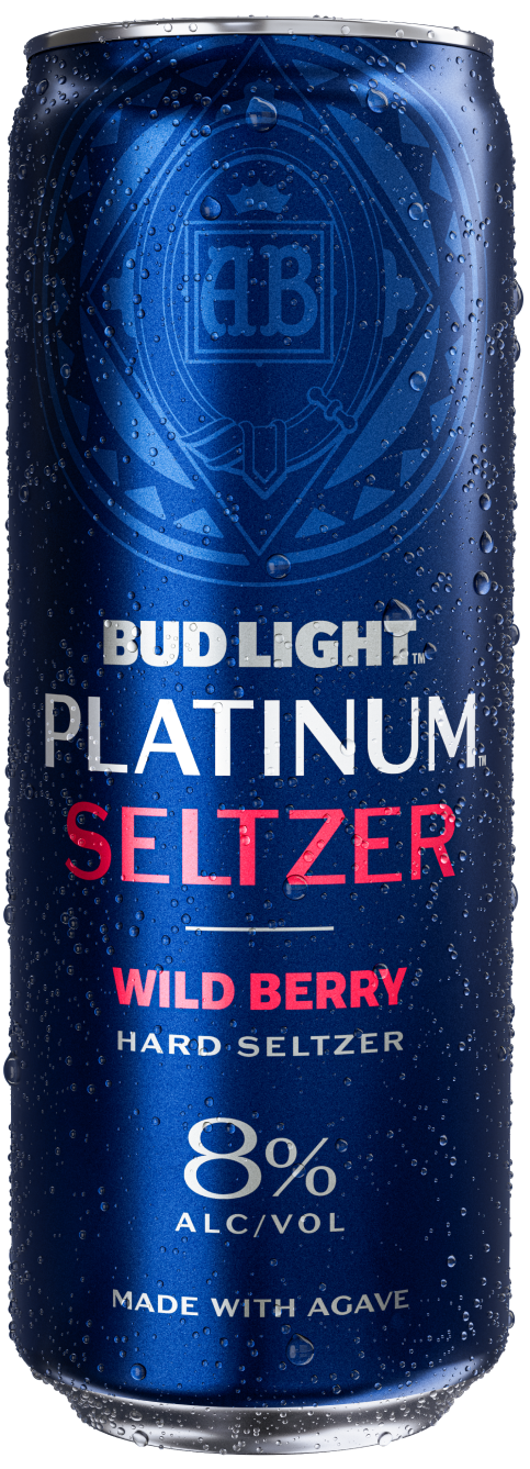 This is a can of Bud Light Platinum Seltzer Wild Berry