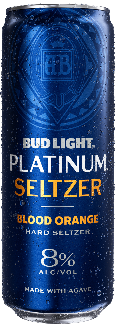 This is a can of Bud Light Platinum Seltzer Blood Orange