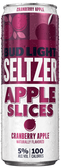 This is a can of Bud Light Seltzer Apple Slices Cranberry Apple