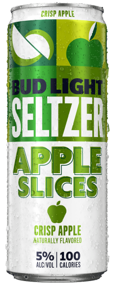 This is a can of Bud Light Seltzer Apple Slices Crisp Apple