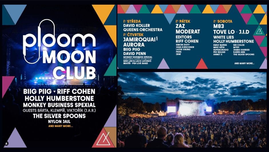 Programový lístek Metronom festivalu a vystupující v ploom Moon clubu