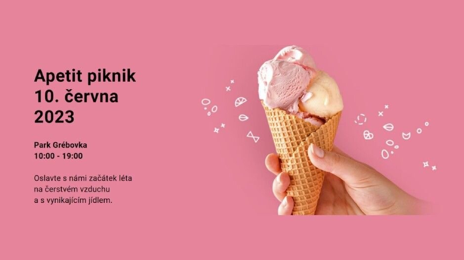 Kopečková zmrzlina na růžovém pozadí reprezentující událost Apetit piknik