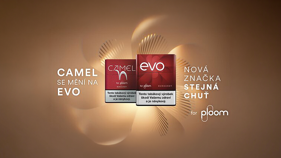 Camel se mění na EVO, vizuál s krabičkou Camel a EVO