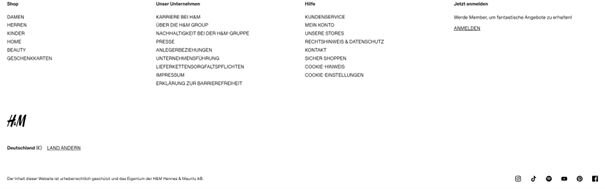Es wird ein Website-Footer abgebildet.