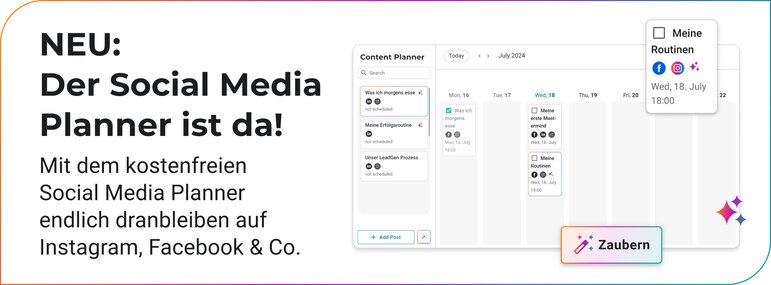 Banner mit Social Media Planner
