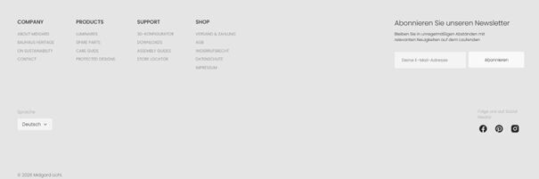 Bild eines Website-Footers.
