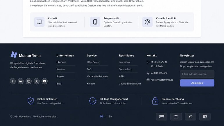 Bildschirmaufnahme einer Website.
