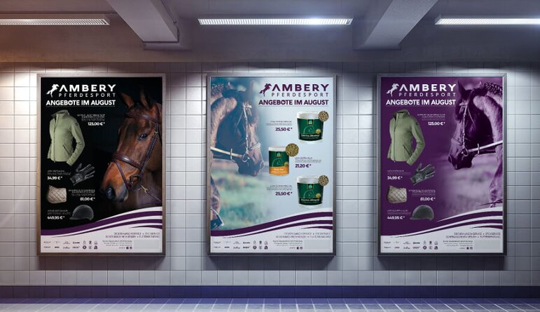 Plakatwerbung einer Pferdesport-Marke