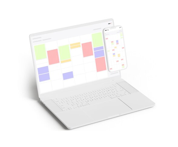 Illustration of the eola calendar dashboard with a week's overview of an activity centre bookings