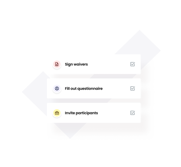 Illustration of some of the security areas eola booking system covers such as online waivers and online questionnaires