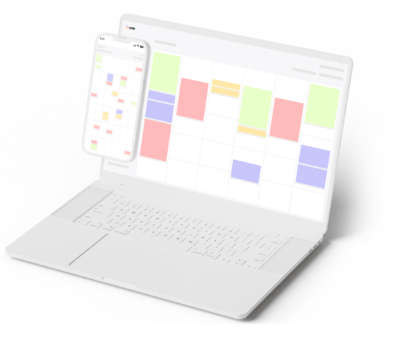 Illustration of the eola calendar dashboard with a week's overview of an activity centre bookings