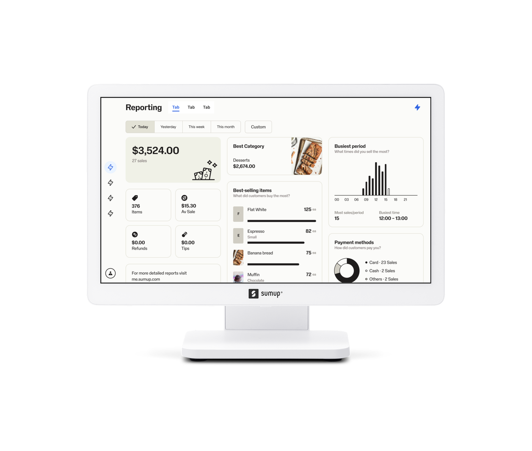 POS Lite showing the reporting screen