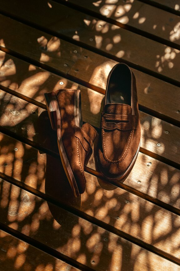 Unlined Penny Loafer in Brown Superbuck
