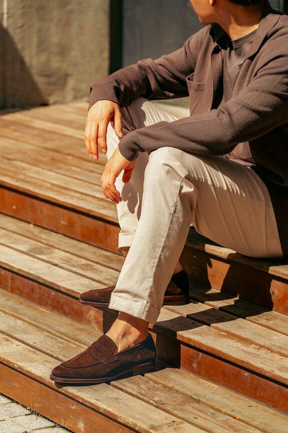 Unlined Penny Loafer in Brown Superbuck