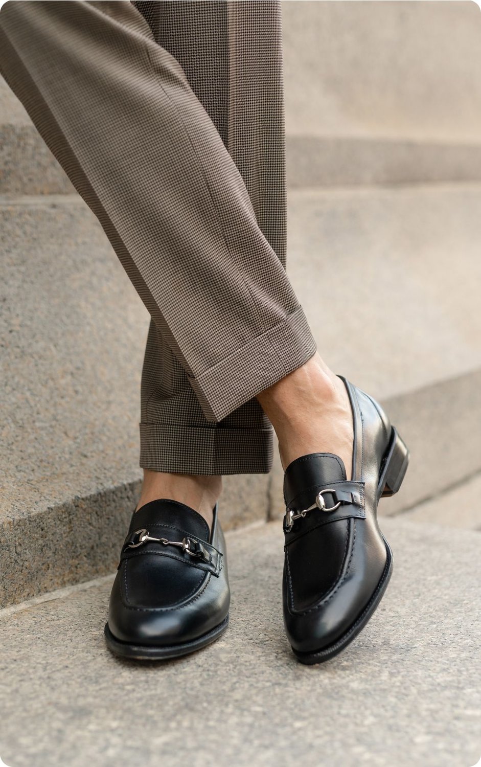 Unlined horsebit loafer in black calf