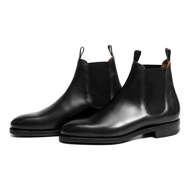 Black calf wholecut chelsea boot