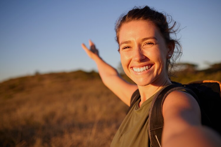 Happy smiling woman outdoors