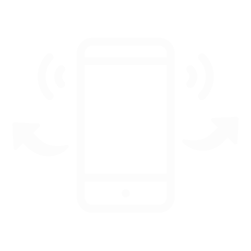 White Scansurance scanning icon representing how users move their phone to visually document a room for proof or progress tracking.