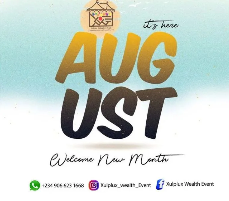 August promotional design with gradient typography
