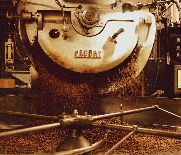 Roaster roasting coffee