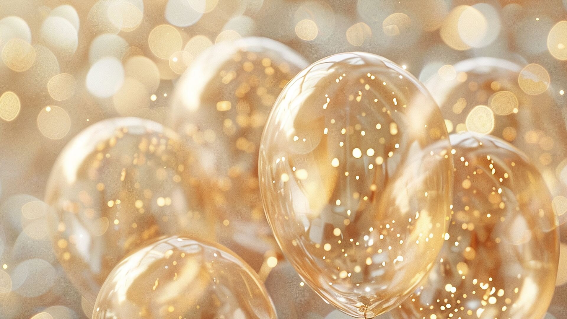 a close-up of golden balloons