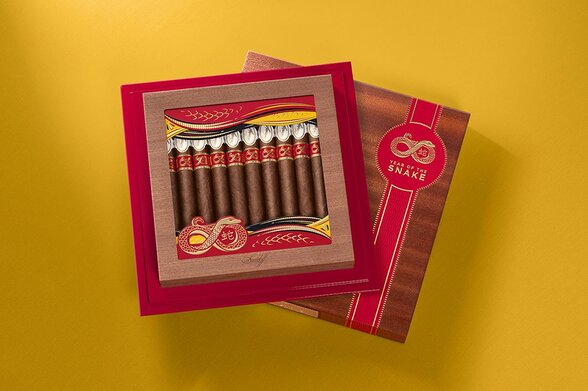 A close-up of the exclusive cigar box from The Year Of The Snake