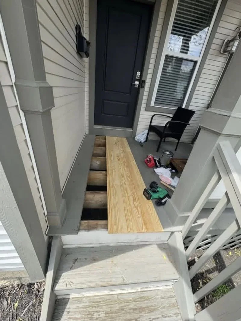 Covered porch before renovation