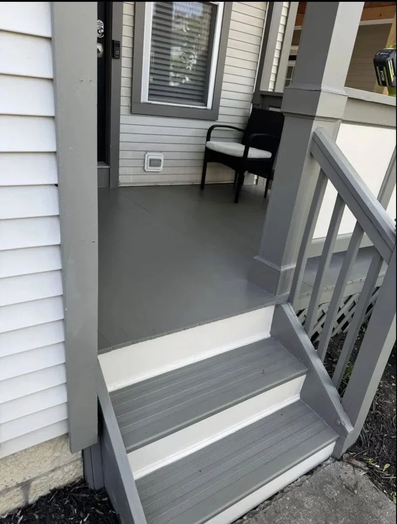 Finished covered porch renovation