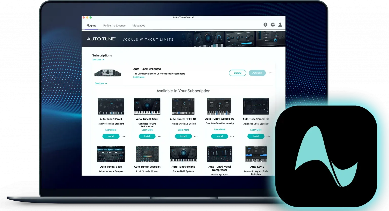 AutoTune Central interface on a MacBook