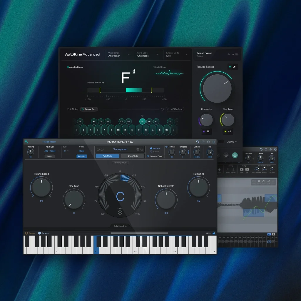 Side-by-side of AutoTune Advanced plugin interface and the AutoTune Pro 11 plugin interface