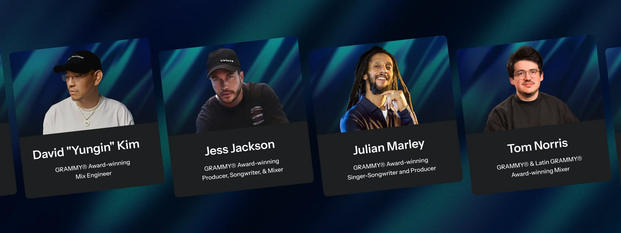 Carousel of AutoTune Advanced artists that are behind the new presets