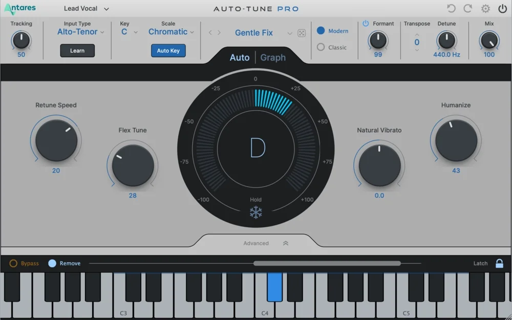 AutoTune Pro Classic Mode user interface