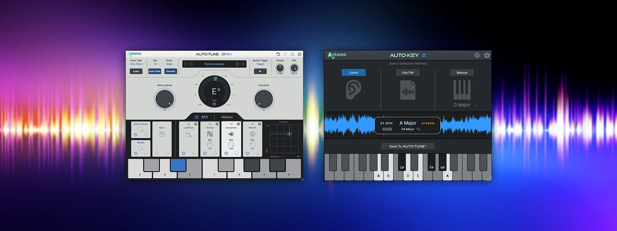 The New EFX+ and AutoKey 2 plugin interfaces side by side