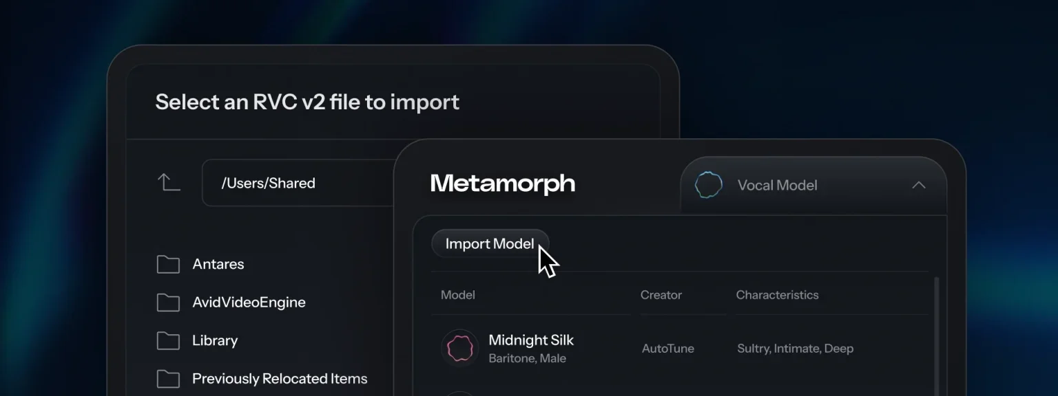 Metamorph model import screen