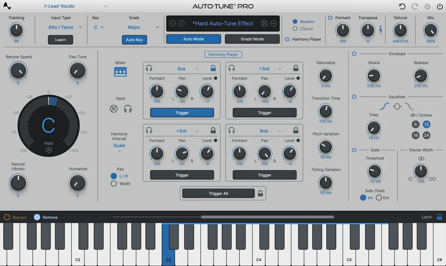 AutoTune Pro 11 MIDI Mapping interface