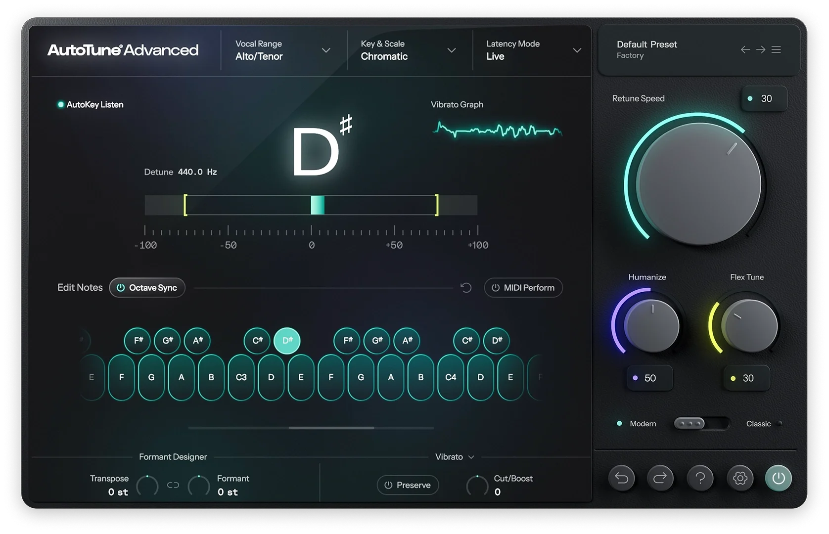 AutoTune Advanced plugin interface