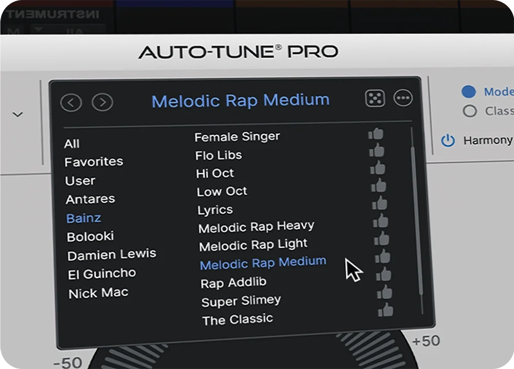 AutoTune Pro 11 Artist presets and presets manager