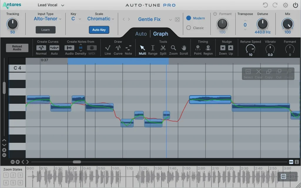 AutoTune Pro X Graph Mode interface