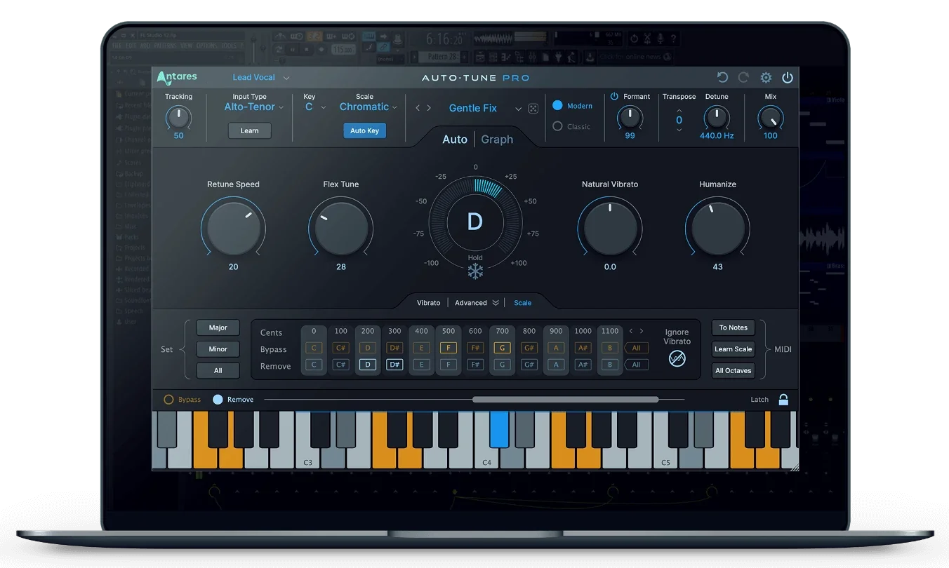 MacBook with AutoTune Pro X interface
