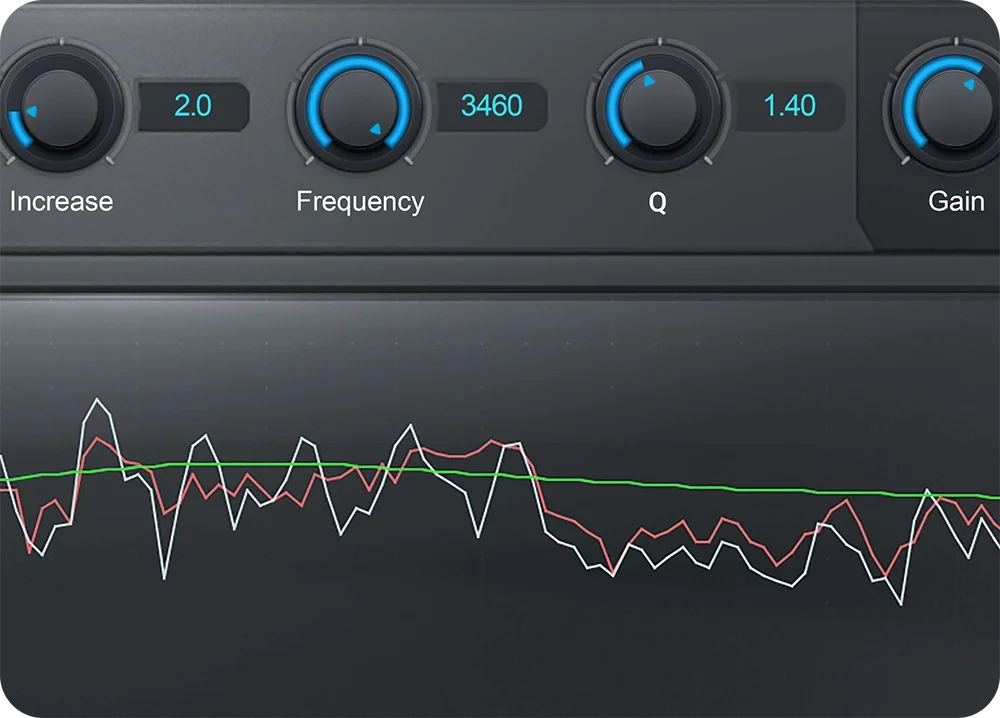 Detail shot of Aspire by AutoTune showing knob controls and waveform