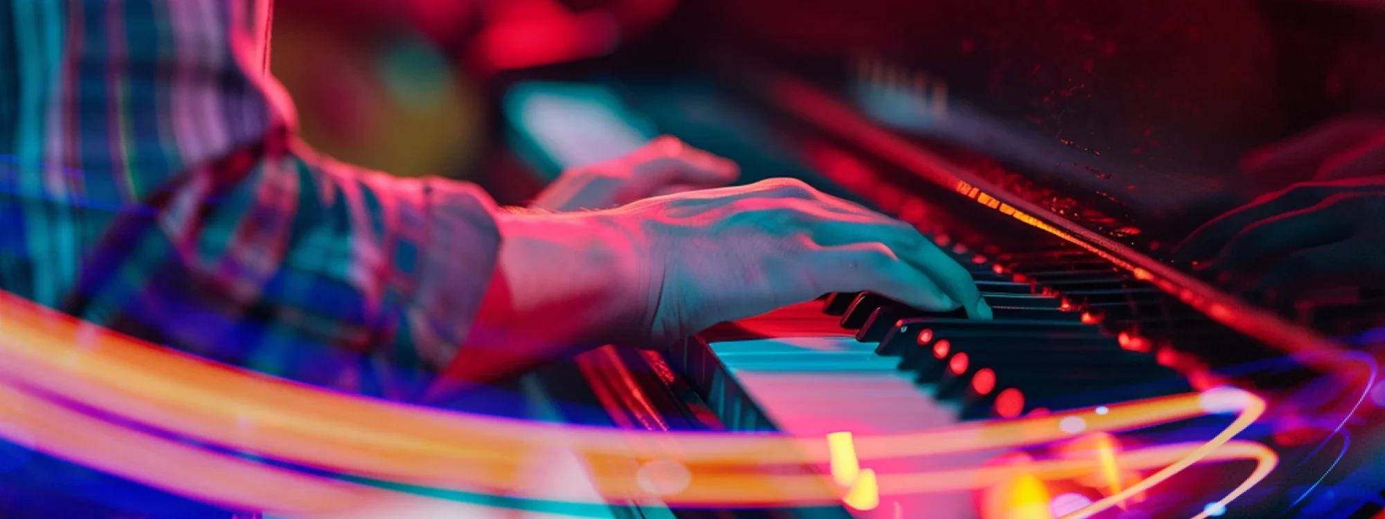 A pair of hand playing the piano