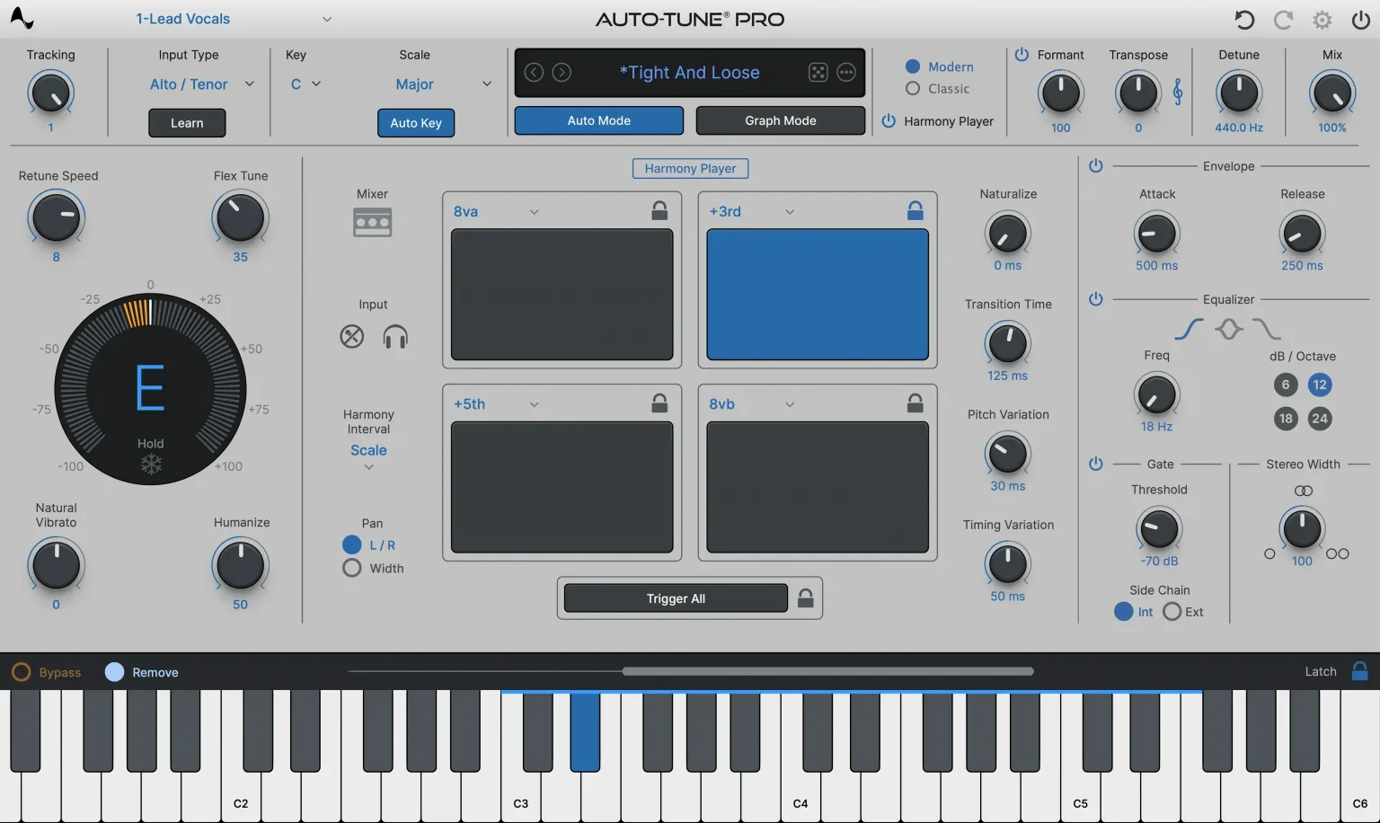 AutoTune Pro 11 Harmony Player interface