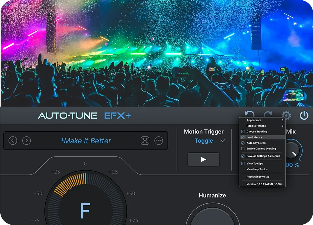 AutoTune EFX+ 10 being used in real time with band performing