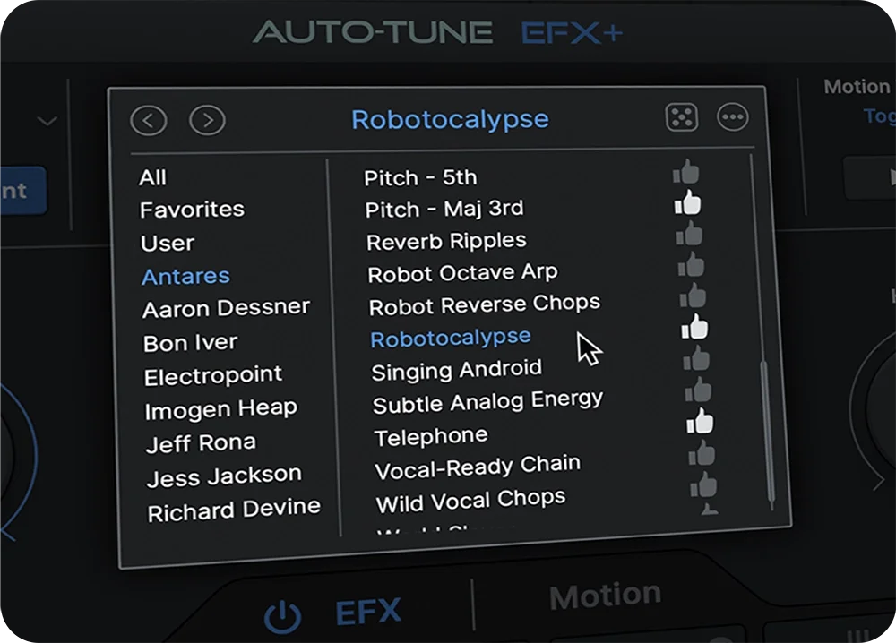 AutoTune EFX+ 10 has industry leading artist presets