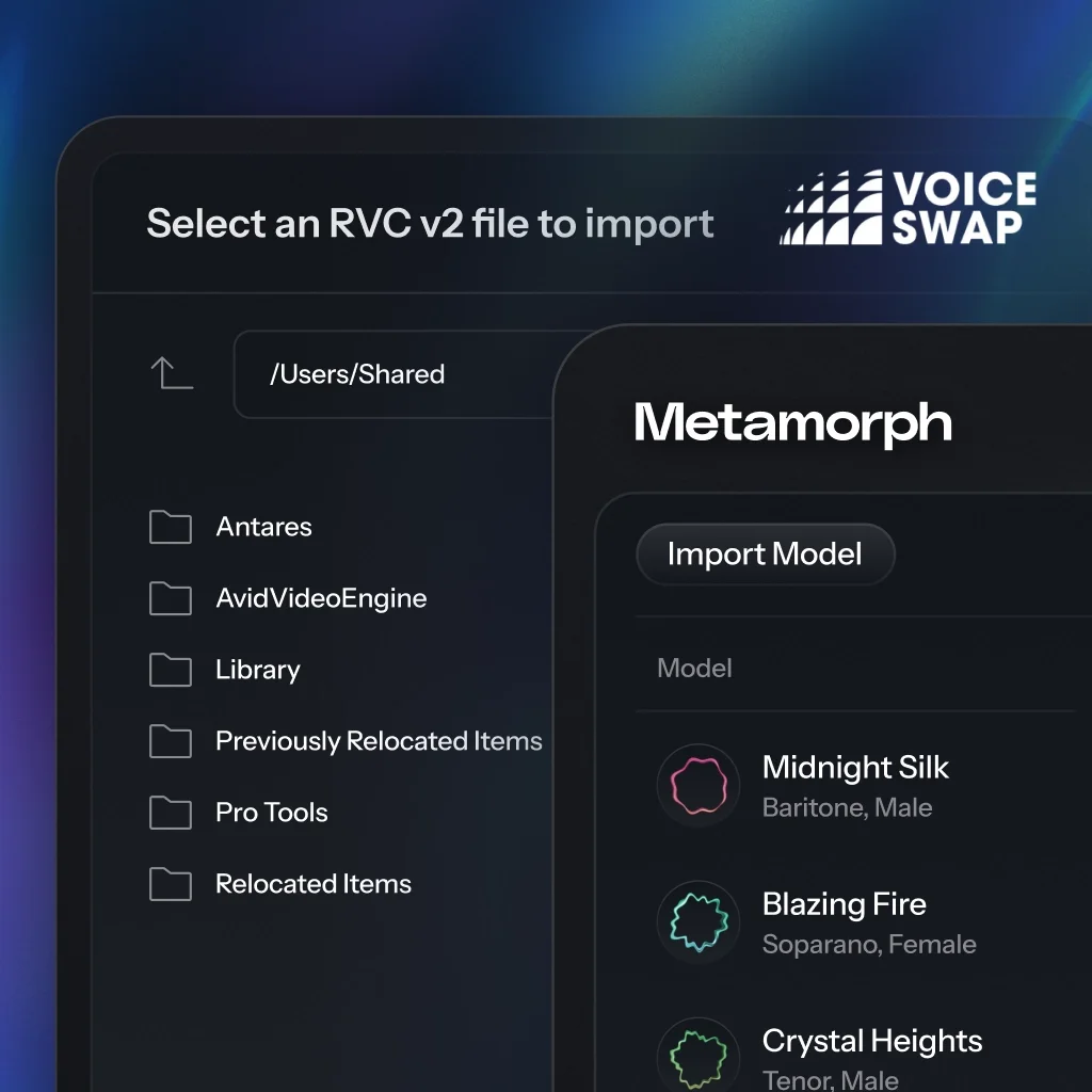 Voice Swap interface to import RVC models to Metamorph