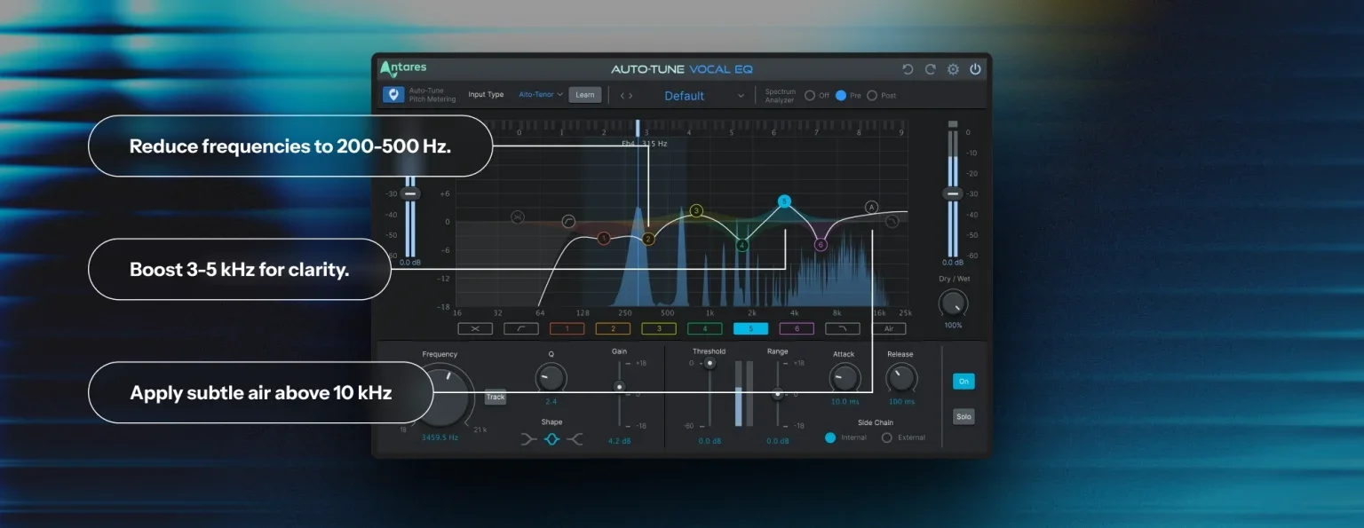 Infograph of AutoTune Vocal EQ plugin interface