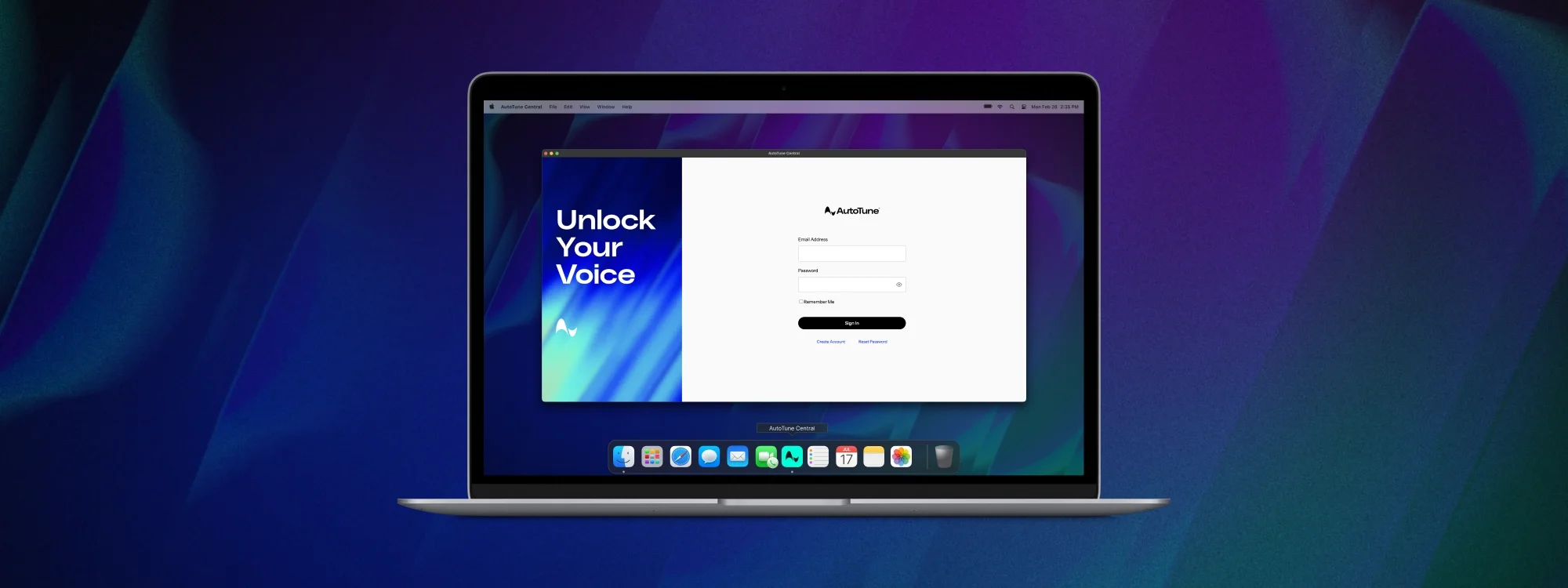AutoTune Central login screen on a laptop computer