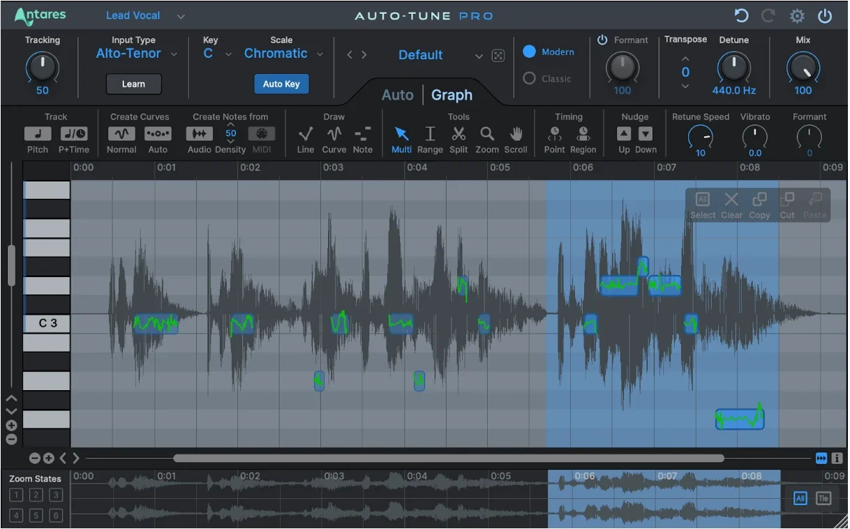 AutoTune Pro X Graph Mode interface