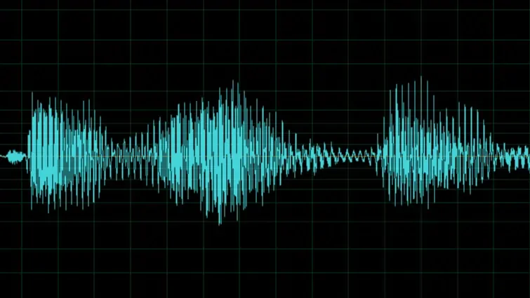 Blue sound waves on a black background
